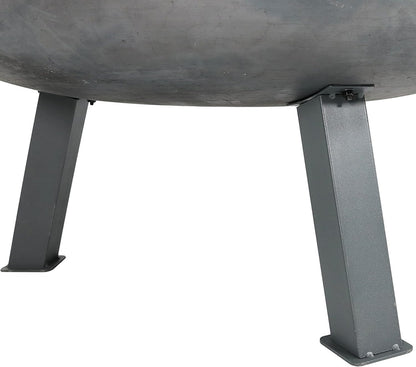 34-Inch Rustic Cast Iron Outdoor Raised Fire Pit Bowl with Handles - Oxidized Finish