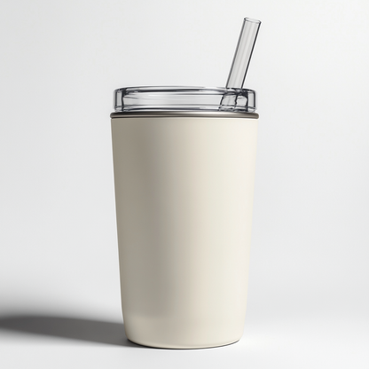 Gavon 40oz Vacuum Insulated Tumbler - Stainless Steel Travel Mug with Handle & Straw - Keeps Cold for 24+ Hours - Car Cup Holder Friendly - Cream White