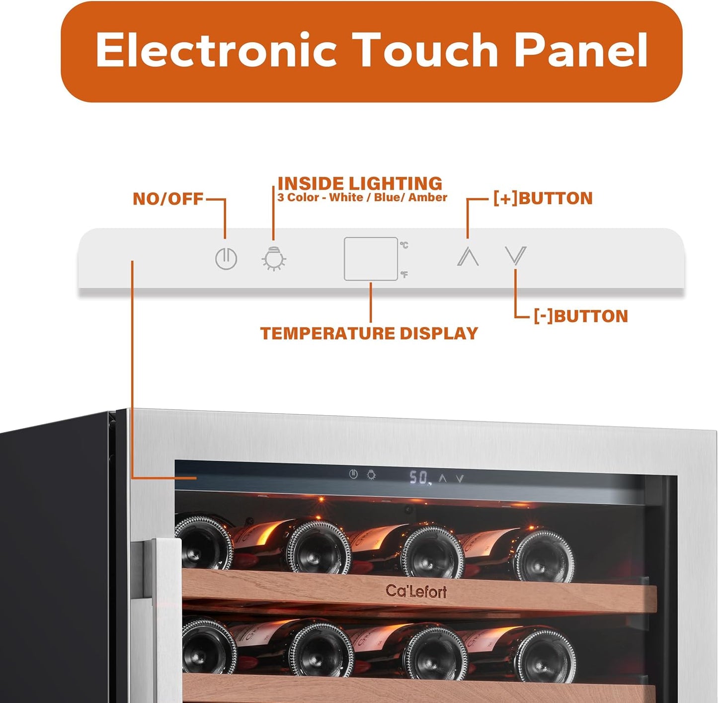 24'' Wine Cooler Refrigerator - 46 Bottle Wine Fridge Dual Zone with Modern Touch Intelligent Digital 40°-65°F Low Noise, Built in or Freestanding Wine Cooler for Home and Kitchen
