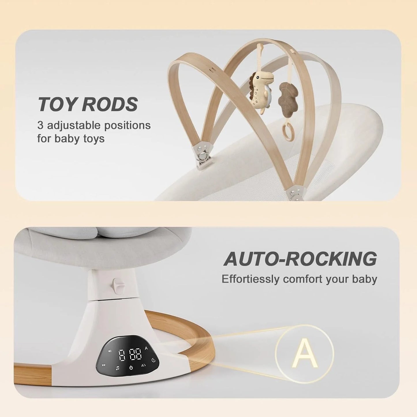 Baby Swings for Infants, Monamii Baby Swing, Bluetooth Infant Swing with Music Speaker, 5 Speeds and Remote Control, Indoor & Outdoor Use