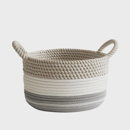 Zareva Woven Cotton Rope Storage Basket - Eco-Friendly Minimalist Organizer with Handles
