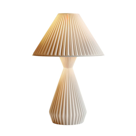 Zareva Minimalist Cordless Pleated Table Lamp - 3-Color Dimmer, Rechargeable Geometric Desk Light
